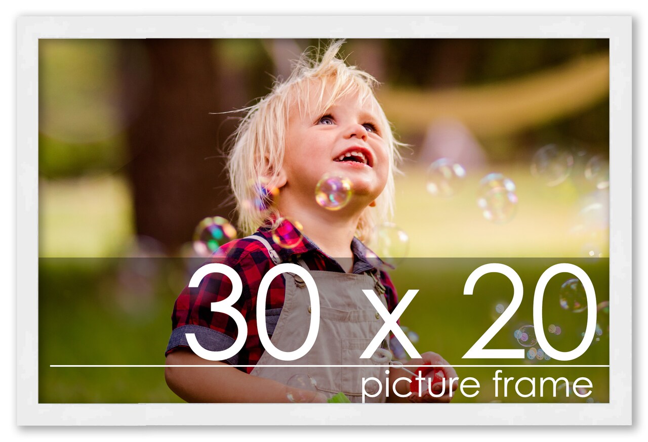 Classic Modern White Picture Frame - UV Acrylic, Backing Board, Hanging Hardware Included